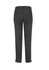 Slim leg women's pants in dark grey, featuring a sleek design and a logo on the waistband.