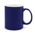 A coffee mug in a deep navy blue color with a white interior and a sturdy handle.