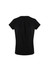 A black short sleeve top with a pleat detail at the front and a round neckline. Features brand logo.