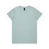 A light blue T-shirt displayed flat, featuring a round neckline and a tag at the collar, with a plain design.