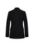 A black longline blazer with a tailored fit, featuring long sleeves and a sleek design, viewed from the back.