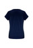 A navy short sleeve women's top with a classic round neckline and a fitted silhouette, featuring a logo.