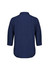 A navy blue women's blouse with 3/4 sleeves and a classic collar, featuring a smooth back design.