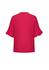 A red blouse with fluted sleeves, featuring a simple back design. It has a smooth fabric and a relaxed fit.