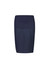A dark navy maternity skirt with a stretchy waistband and a fitted silhouette. It features a smooth, unembellished design.