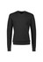 A black knitted jumper with a V-neck and long sleeves, featuring a fitted waist and subtle logo.