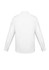 A white long sleeve button-up shirt with a classic fit, featuring a back view and button cuffs.