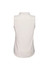 A white sleeveless top with a collar and a smooth back design. It features a small logo.