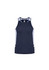 A navy singlet with light grey side panels and a logo on the front, designed for men.
