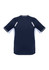 A dark navy short sleeve tee with light blue accents and reflective detailing on the shoulders. It features a logo.