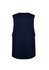 A sleeveless tee in navy blue, featuring a smooth back design and a logo on the front.