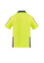 A hi-vis yellow short sleeve polo shirt with dark grey accents and a logo. Back view displayed.