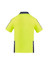 A men's short sleeve polo in hi-vis yellow with navy accents and a logo on the front. Suitable for workwear.