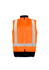 An orange waterproof jacket featuring reflective stripes and a zip closure, designed for high visibility workwear.