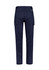 Navy work pants featuring a back view, with cargo pockets and an elastic waistband. Includes a logo on the rear.
