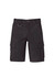 Black cargo shorts featuring multiple pockets and a loop detail. The shorts have a button closure and a classic fit.