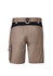 Men's work shorts in khaki with a black waistband, featuring pockets and a logo on the back.