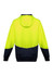 A bright yellow and navy unisex hoodie with a textured jacquard design and a full zip. Features a hood.