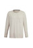 A light beige pullover with long sleeves and a pocket on the front, featuring a logo.