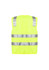 A unisex hi-vis vest in bright yellow with reflective silver stripes. Features a logo on the back.