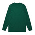 A green long-sleeve T-shirt featuring a plain back and fitted cuffs. Includes a logo on the neck.
