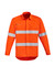 An orange hi-vis open front shirt featuring hoop tape with long sleeves and two chest pockets.