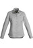 A women's lightweight long sleeve shirt in light grey with a button-up front and chest pocket, featuring a logo.