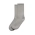 Two pairs of grey socks, featuring a classic design with a ribbed top and a smooth finish.