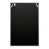 A black tea towel with white accents and a tag, suitable for home and living use.