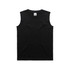 A black youth tank top with a round neckline and sleeveless design, featuring a label inside.