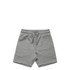 Kids Stadium Shorts in grey, featuring an elastic waistband and a simple design. Includes a logo detail.