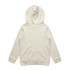 A light beige hoodie featuring a large hood and long sleeves. The back is plain with no visible branding.