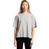 A grey t-shirt with a relaxed fit, featuring short sleeves and a simple design. It has a branding logo.