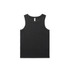 A black organic rib tank top with a sleeveless design and a subtle logo on the label.