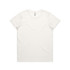 A plain white t-shirt, featuring a crew neck and short sleeves, with a logo on the inside label.