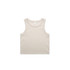 A light beige rib crop tank with a simple design and a logo on the label.