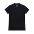 A black polo shirt with a classic collar and three buttons, featuring a logo on the chest.