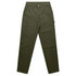 Utility pants in olive green, featuring cargo pockets and a fitted design. Includes a logo on the waistband.