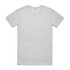 A grey T-shirt featuring short sleeves and a standard crew neck, displaying a plain back without any graphics.