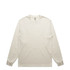 A heavy long-sleeve tee in a light cream colour, featuring a branded label at the neckline.