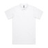 A white polo shirt featuring a collar and a front placket, with a logo on the chest area.