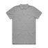 A grey polo shirt with a collar and a small logo on the chest. Simple and stylish design.
