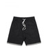 Black track shorts with a drawstring waist and a contrasting white trim. Features a logo on the front.