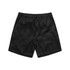 Linen shorts in black with an elastic waistband and drawstring, designed as dress shorts.