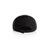A black two-tone nylon cap with an adjustable strap at the back and a branding logo.