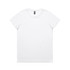 A white T-shirt with a simple design and a logo on the label.
