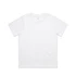 A plain white T-shirt featuring short sleeves and a logo on the label.