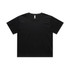 A black crop tee with a relaxed fit, featuring a simple design and a brand logo.