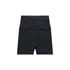 Black active bike shorts with a high waistband and two back pockets. Features a logo.