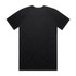 A black raglan tee featuring a simple design and a logo on the back.